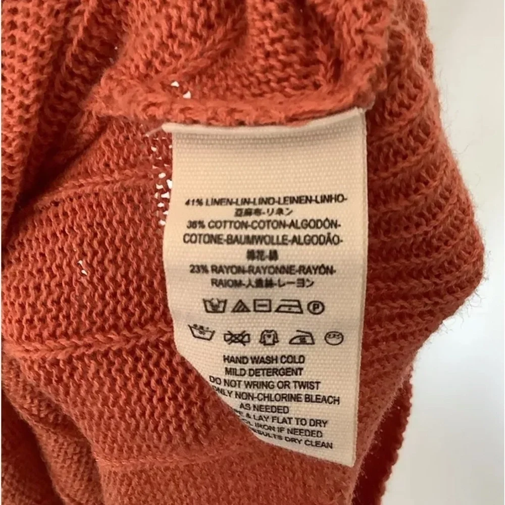 Free People Sz L Wrap Front Cropped Plunge Neck Sweater Red Linen Cotton